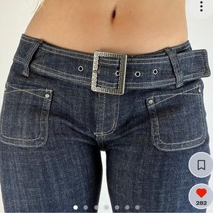y2k belted low rise jeans
grommet dark wash size 13